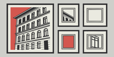 A diverse collection of architectural building designs and shapes Vector © rabby
