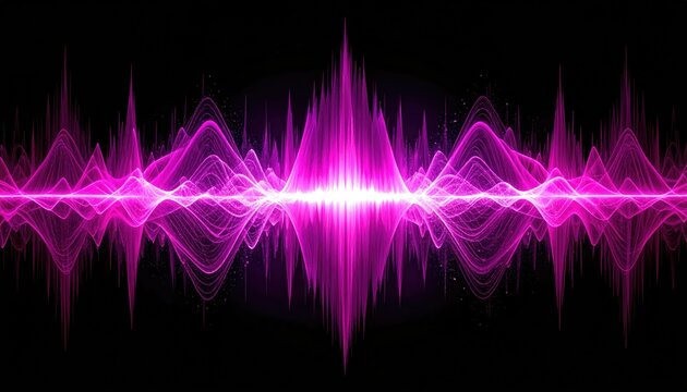 Abstract Sound Wave in Vibrant Pink and Purple Colors on Black Background