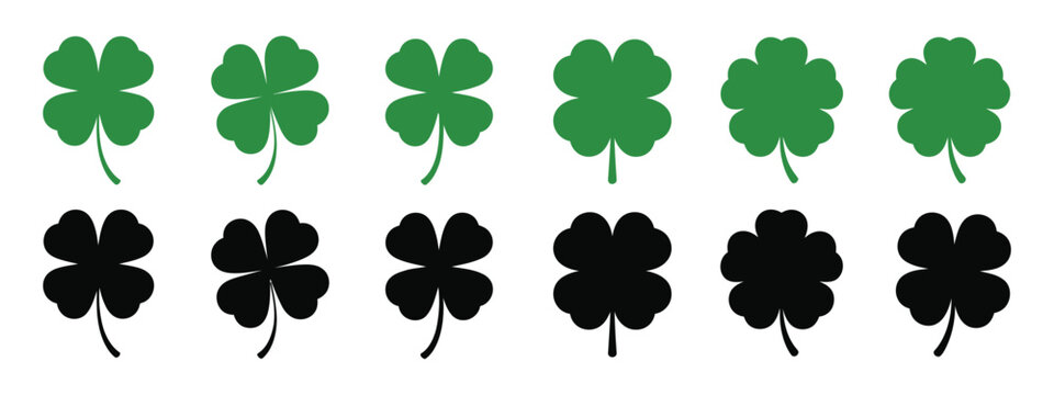 Cloverleaf Icon vector silhouette, simple isolated design on white, luck and nature symbol