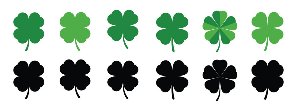 Cloverleaf Icon vector silhouette, simple isolated design on white, luck and nature symbol