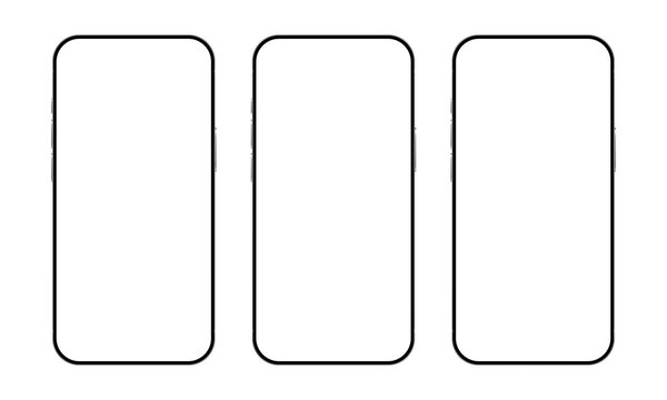 Smartphone devices mockup template with blank display for product showcase and advertisement. Modern mobile phone set vector illustration