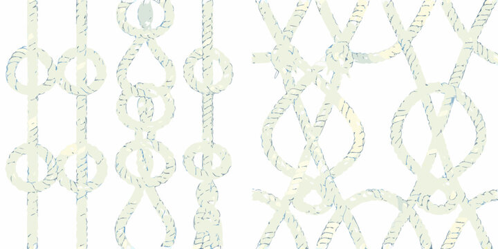 Subtle repeating pattern of knotted ropes in pale green and white
