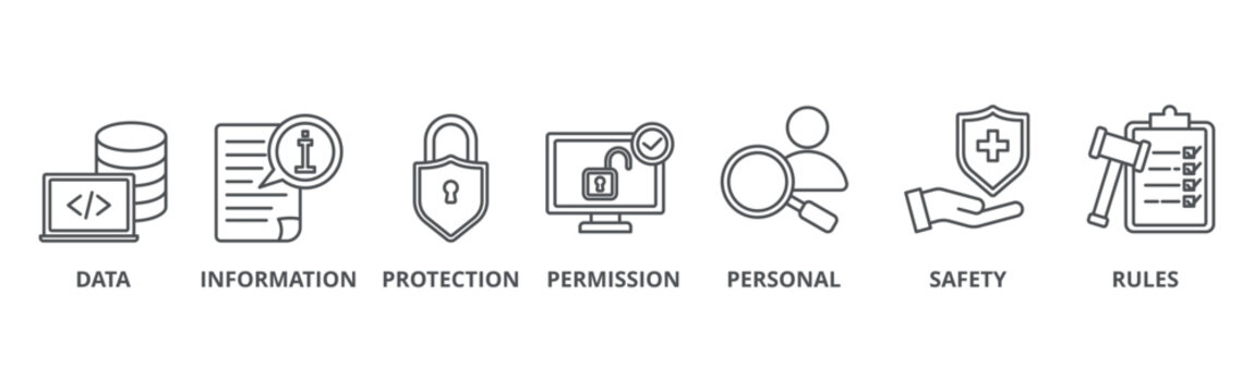 Data protection banner web icon vector illustration concept