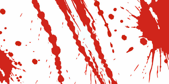 Abstract red splatters and streaks on a stark white background