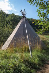 Gray Wigwam on Summer Meadow in the Carpathians