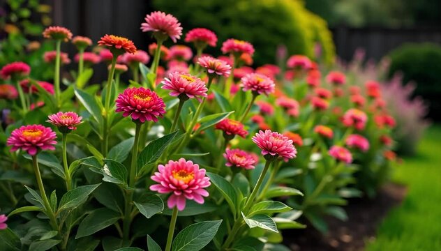 A backyard garden filled with mature yarrow plants bearing abundant colorful blooms 