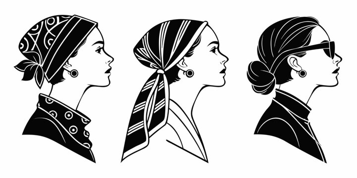 A vintage illustration showcasing three different women's hairstyles from the early 20th century Vector