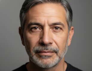Obraz premium Serious Mature Man Portrait with Gray Beard