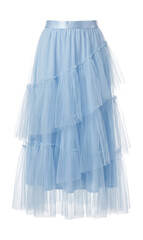 Tulle maxi skirt in pastel blue with layered ruffles