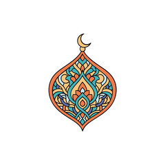 Islamic Lantern Design with Crescent Moon.