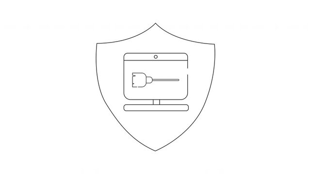 Computer Security Shield Icon Animation Concept.
