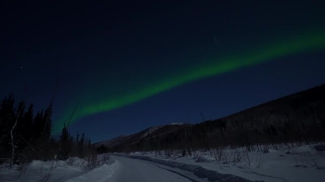 Real-time footage of aurora borealis northern lights in Fairbanks, Alaska USA
