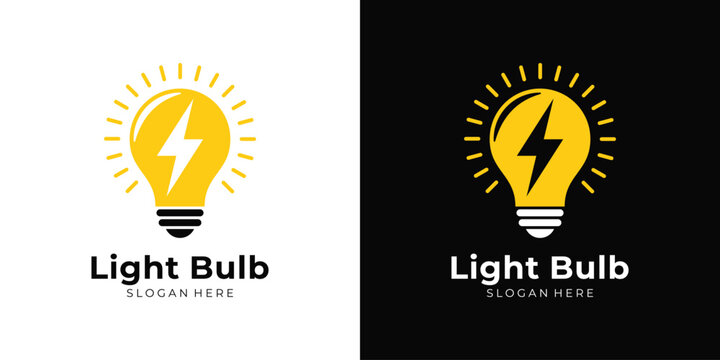 Light bulb lightning logo design
