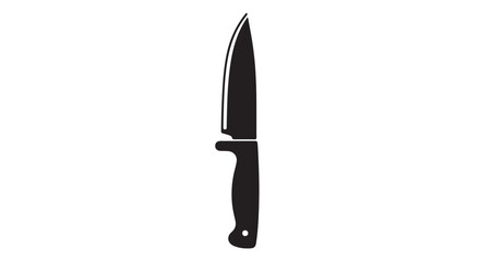 Sharp Silhouette: A stark black and white depiction of a knife, poised with a keen edge. Perfect for illustrating concepts of sharpness, precision, and the art of cutting.