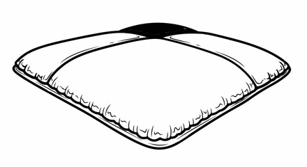 Fototapeta premium A hand-drawn illustration of a plush, square cushion with a black top detail
