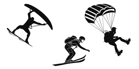 Extreme sports enthusiasts showcasing their skills in various adventurous activities Vector © rabi