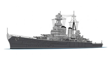 Battleship Silhouette Navy Warship Illustration. © king