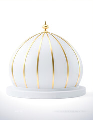 3D modern minimalist white and gold mosque dome