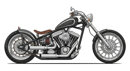Fototapeta premium Black and Silver Motorcycle Illustration.