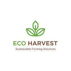 Eco Harvest Logo with Green Leaves.