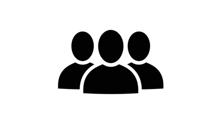 Group of Three People User Icons Silhouette on Isolated White Background