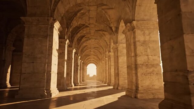 Arched hallway with columns and sunlight architecture Full HD 4K Download 2025 2026