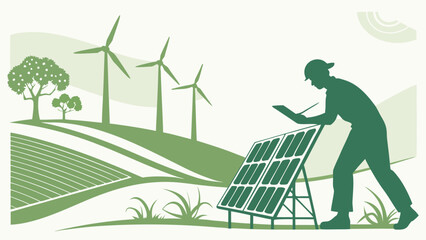 man with solar panels