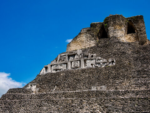 El Castillo, frieze detailed view, Xunantunich Archaeological Site, Cayo District, Belize
