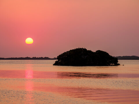San Pedro Lagoon at sunset, San Pedro Town, Ambergris Caye, Belize District, Belize