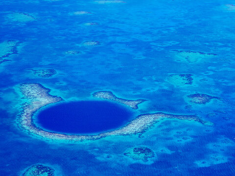 The Great Blue Hole, Lighthouse Reef, aerial view, Belize District, Belize