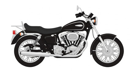 Fototapeta premium Black and Silver Motorcycle Side View.