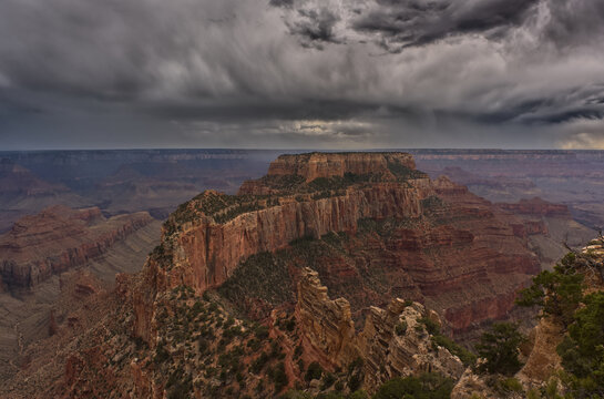 Storm rolling over Grand Canyon viewed from North Rim Arizona