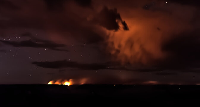 Dragon Bravo wildfire burning on the North Rim of Grand Canyon Arizona, USA