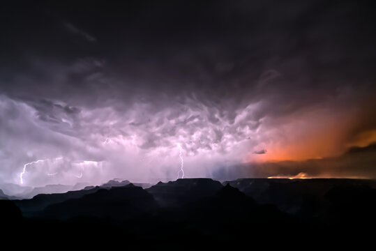Dragon Bravo wildfire burning on the North Rim of Grand Canyon Arizona, USA