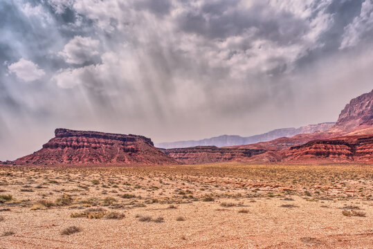 Vermilion Cliffs at Marble Canyon Arizona enshrouded with smoke from the Dragon Bravo Wildfire, Arizona, United States