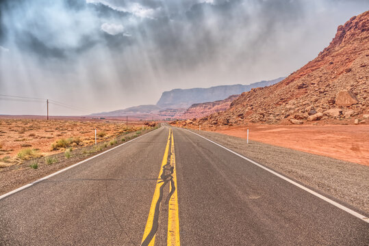 Vermilion Cliffs at Marble Canyon Arizona enshrouded with smoke from the Dragon Bravo Wildfire, Arizona, United States