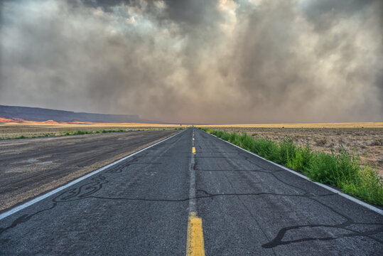 Smoke from the Dragon Bravo Wildfire enshrouding Vermilion Cliffs National Monument, Arizona, United States