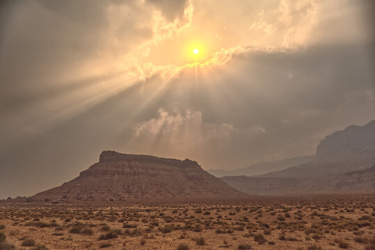 Sun shining through dense smoke from the Dragon Bravo Wildfire enshrouding Vermilion Cliffs National Monument Arizona