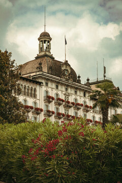 Liberty-style grand hotel on the lakeside of Stresa. Stresa, Lake Maggiore, Verbano Cusio Ossola discrict, Piedmont, Italy, Europe
