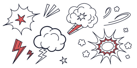 A collection of various explosion and impact effects in black and white Vector © Akshay