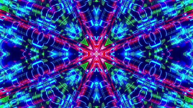 Kaleidoscope overlay for videos, streams, and content creation. Eye-catching animated background perfect for intros and stream scenes. Seamless loop. 4K.