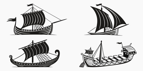 Ancient ships and boats from different cultures and historical periods Vector © Akshay