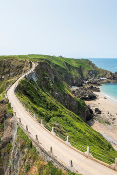 La CoupĂ&Acirc;&copy;e, the narrow isthmus which links Greater and Little Sark, Sark island, Channel Islands, Bailiwick of Guernsey, United Kingdom