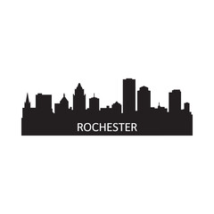 Obraz premium Rochester new york city skyline silhouette against a plain white background