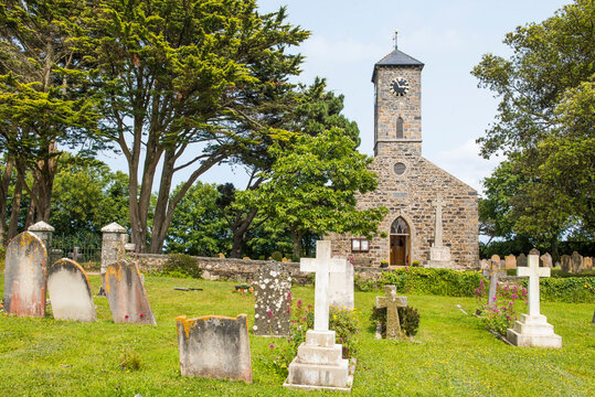 Graveyard and St. Peter's Church, Sark island, Channel Islands, Bailiwick of Guernsey, United Kingdom