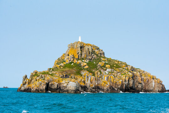 Fauconniere (falconry) islets on the south of Jethou island, near of Herm Island, Channel Islands, Bailiwick of Guernsey, United Kingdom