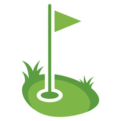 Golf Hole With Flag Vector
