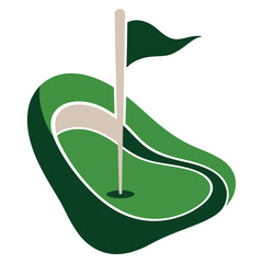 Golf Hole With Flag Vector