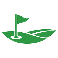 Golf Hole With Flag Vector