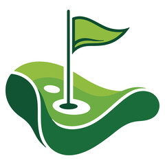 Golf Hole With Flag Vector